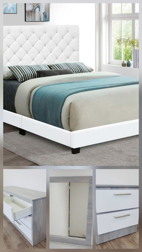 4 PC SET 1 QB+ 1 DR + 1 MR + 1 NS + NEW IN BOX (MATTRESS AND CHEST SOLD SEPARATELY)