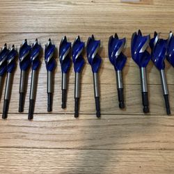 12 pc set TRI-FLUTE Blue Power AUGER DRILL BITS SET,
