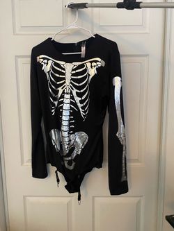SIZE L/XL Black Skeleton Bodysuit Halloween Costume