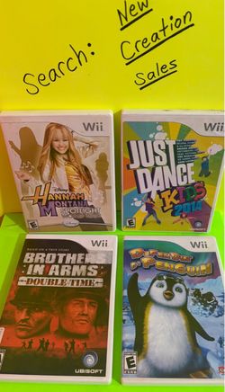 Like-NEW DISC $20ea Wii Games Hannah Montana Spotlight World Tour Just Dance Kids 2014 Brothers in Arms Double Time Defendin’ De Penguin Wii U Console