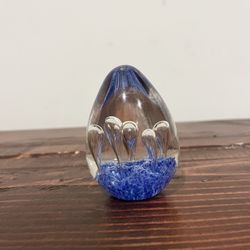 Vintage Retro Art Glass Egg Paperweight Controlled Bubble Drop Droplet