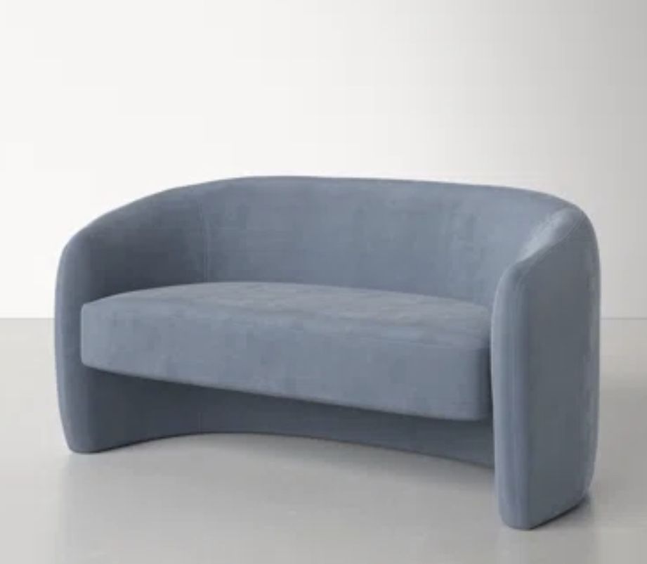 61” Upholstered Loveseat - Performance Velvet- Dusty Blue