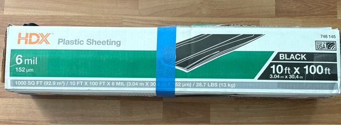 HDX 6 Mil Black Plastic Sheeting 10x100 ft