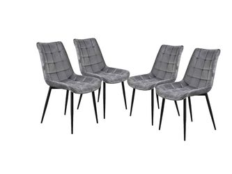 Velvet Dining Chairs Set of 4 Modern Tufted Dining Side Chairs w/Metal Legs Modern Cushion Seats and Back for Living Kitchen, Vanity, and Waiting Room