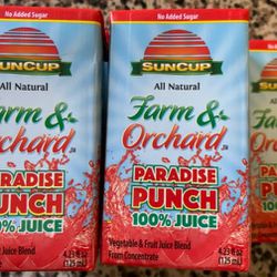 100 Pieces of Paradise Punch 100%  Fruit Shelf Stable Juice 4.23oz.All 10$