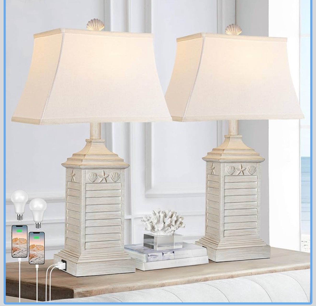 Hamucd Coastal Table Lamps Set of 2