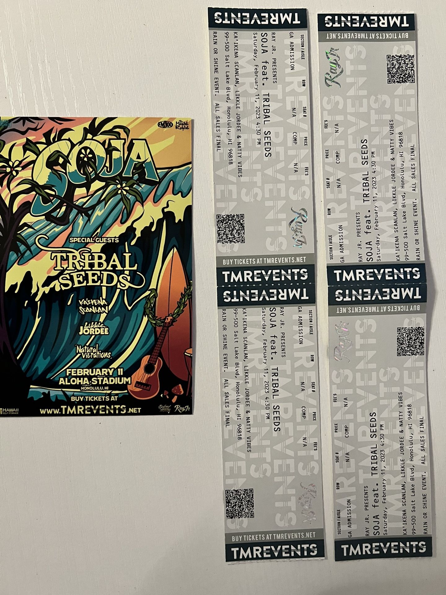 4 Tickets To This Saturday SOJA TRIBAL SEEDS 