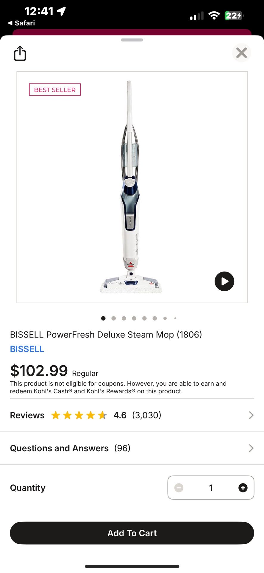 Bissel power Fresh Deluxe Steam Mop 