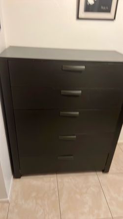 Dark Brown 5-Drawer Tall Dresser