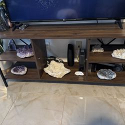 Modern TV Stand / Media Console – Wood & Black Metal