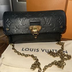 Black Louis Vuitton Cross Body With Gold Chain 