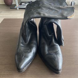 Vintage 1977 Stewart Handmade Black Leather Cowboy Boots Mens Size 11d