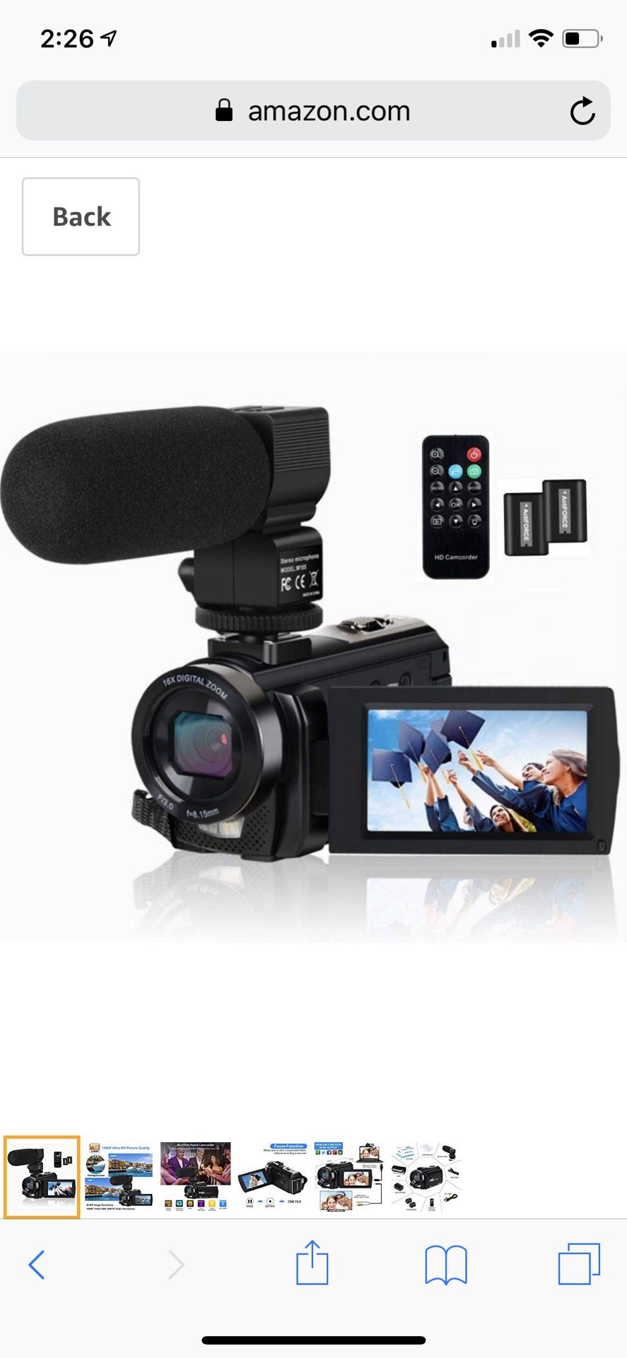Video Camera Camcorder Digital YouTube Vlogging Camera Recorder FHD 1080P 24.0MP 3.0 Inch 270 Degree Rotation Screen 16X Digital Zoom Camcorder with