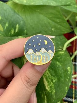 Gold Starry Mountain Enamel Pin