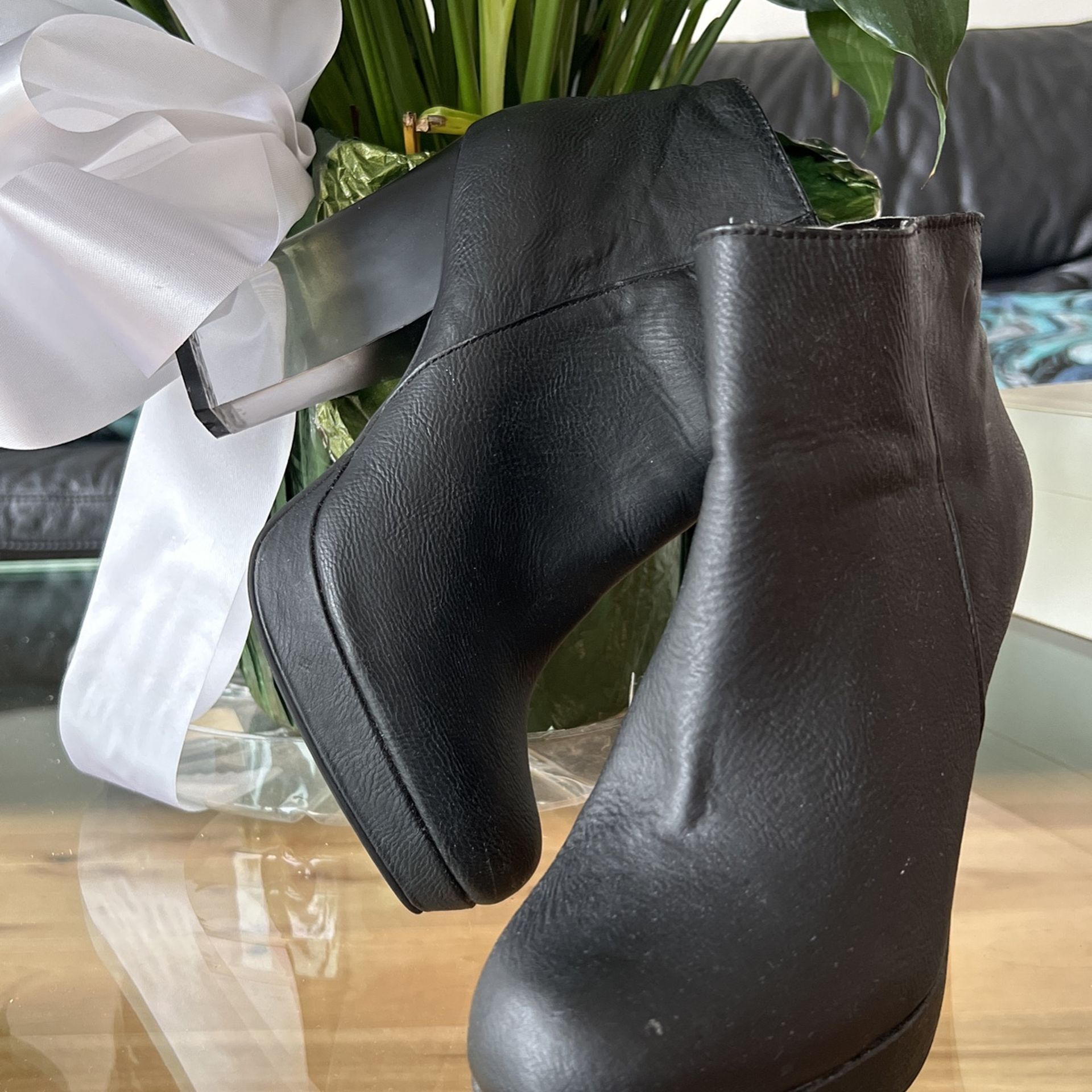 Deena & Ozzy Lucite Black Booties