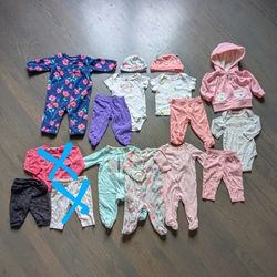 Baby Girls Winter Outfits Bundle, 3 Months, 14 Pieces