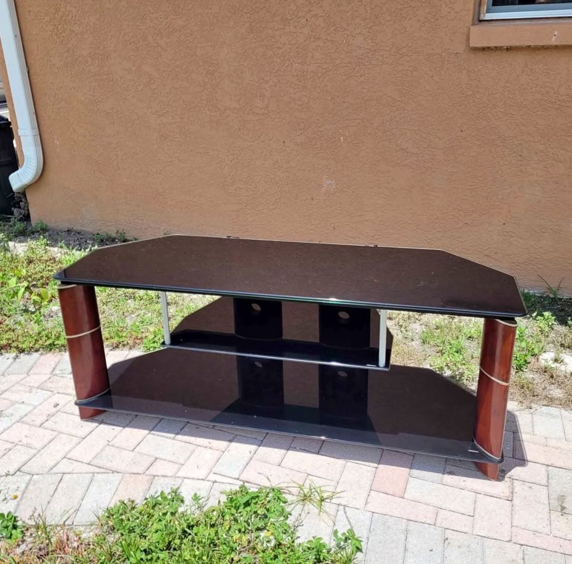 Bush Furniture Cherry Glass TV Stand — Holds up to 60”
