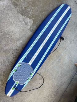 WAVESTORM SOFT TOP FOAM SURFBOARD LONGBOARD 8’ w/ LEASH GREAT COND SEE PICS