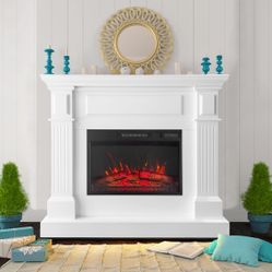 43 Inch Electric Fireplace with Mantel, Tall Fire Place Heater Freestanding