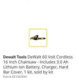 Brand New Dewalt Chainsaw