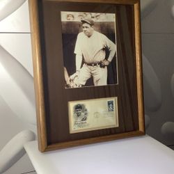 Babe Ruth Framed First Day of Issue Stamp Display Vintage Baseball Wall Art