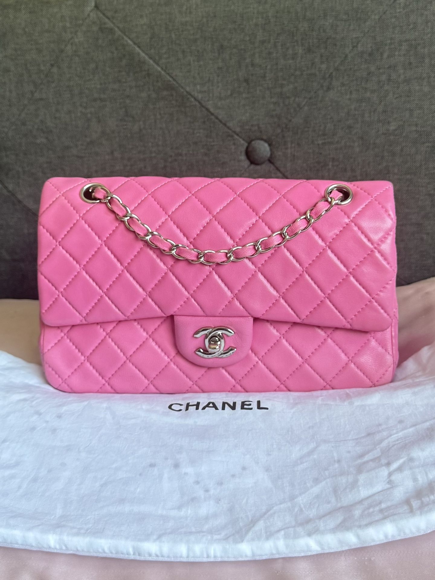 Chanel Medium Pink Lambskin Double Flap Bag