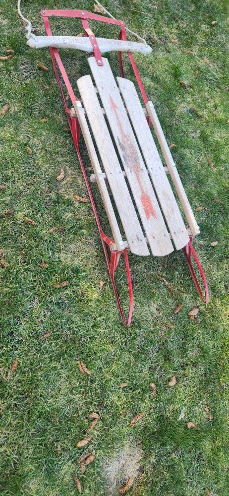 4' Vintage Wooden Flexable Flyer Sled Display Or Ride