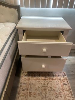 White solid wood nightstand