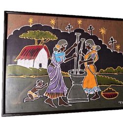 Warli Rice Paste Canvas Folk Art India 25x19"