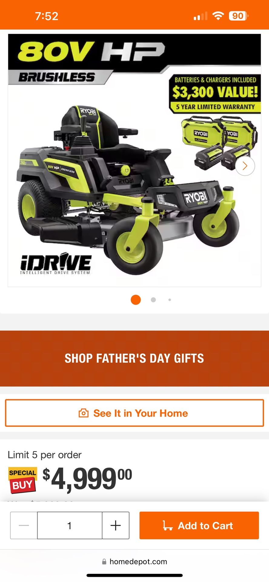 80V HP Brushless 42 in. Battery Electric Cordless Zero Turn Riding Mower