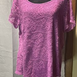 Purple Lacy Short Sleeve Top