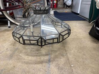 Vintage Glass Panel Chandelier Light Fixture