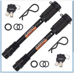 TowWorks 79832 Keyed Alike 5/8" Trailer Hitch Lock with Extra Long 4-1/2" Span, Double Safety Tow Hitch Locking Pin for 3" Receivers and Adjustable Ch