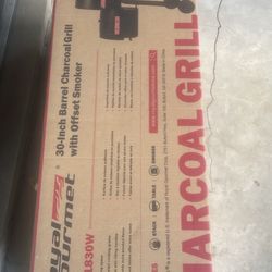 30 Inches Barrel Charcoal Grill With Offset Smoker