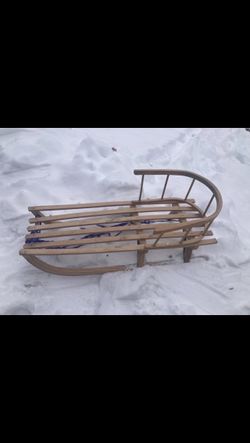 European Wooden Snow Sled, Removable back, made in Poland