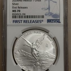 Silver 1 Oz Libertad 2024 First Releases MS 70