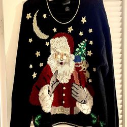 Knitted Santa Christmas Sweater XL