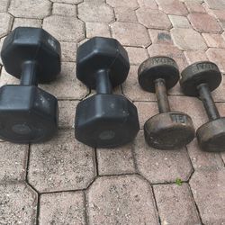 3 Pairs of 1" Dumbells Plus Weights 