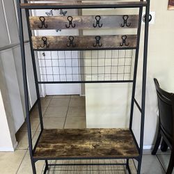 ENTRYWAY HALL TREE WITH SHOE RACK