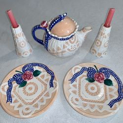 FRANCESCA “Made Expressly For Welcome Home” 5 Piece Ceramic Set! Beautiful! 1996!