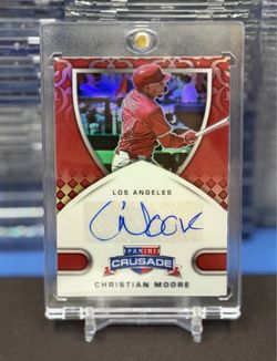 2025 Panini Crusade #CS-CMR CHRISTIAN MOORE Auto Red Prizm #/25