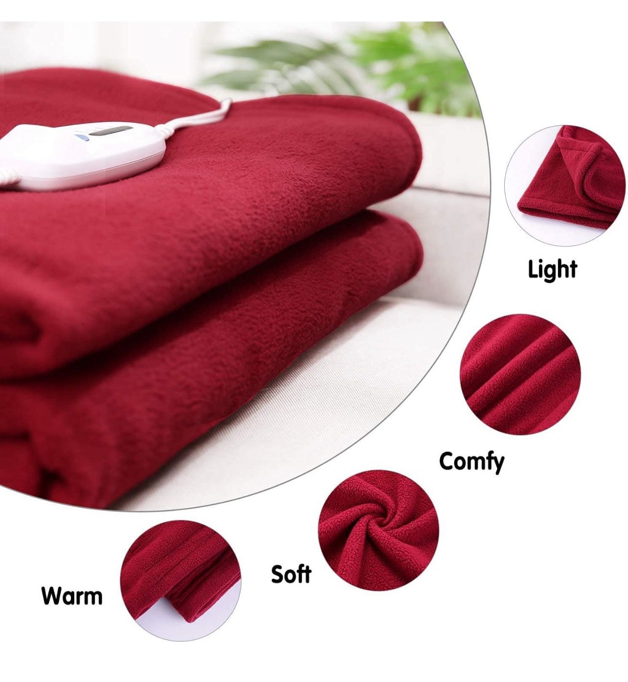 Electric Heated Blanket Polar Fleece Full Size 77 Inches x 84 Inches Extra-Warm Lightweight Cozy Luxury Bed Blanket Machine Washable with 4 Heating Le