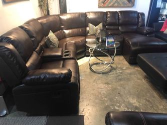 Brown Sectional with Chaise and Recliner - Black Available too