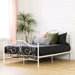 Summer Breeze Metal Platform Bed - Full-Pure White **NO BOX SPRING NEEDED!**