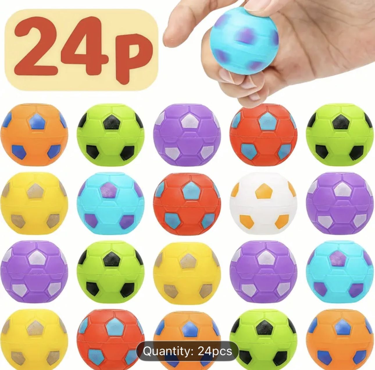 24pcs Mini Fidget Spinner Soccer Balls, Assorted Colors Party Favors
