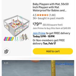 "Baby Playpen with Mat and balls,Play Yard for Babies and Toddlers,completely new in box Im not sure what measurements are because it doesn't says  AM