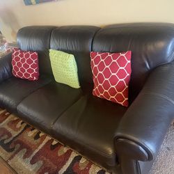 Leather Sofa And Love Set W/ Coffee Table And End Tables 