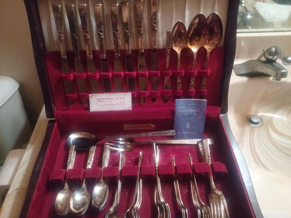 VINTAGE MORNINGSTAR COMMUNITY SILVER FLATWARE SET 53 PC