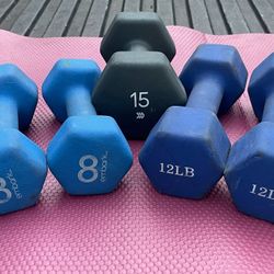 RUBBER DUMBBELLS  (PAIRS OF)  : 8s   &   12s  &  SINGLE :  15 