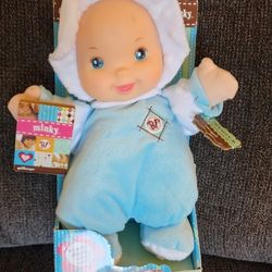 Brand New Baby's First Minky Blue Doll Toy 